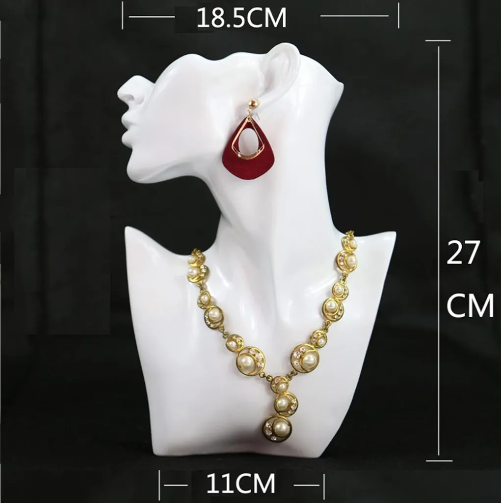 Buste mannequin bijoux blanc avec support boucles d'oreilles - 2pcs