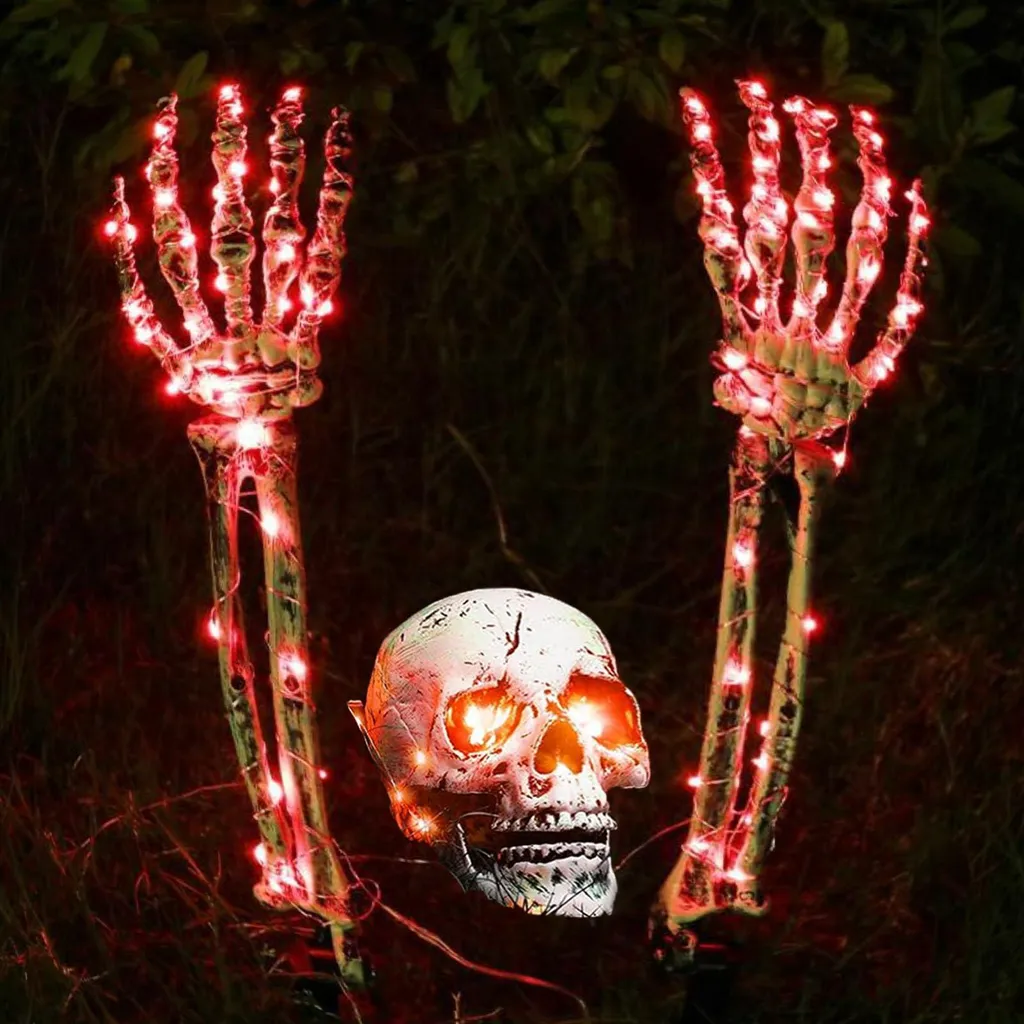 Squelettes d'Halloween sur tiges résistants aux intempéries extérieurs