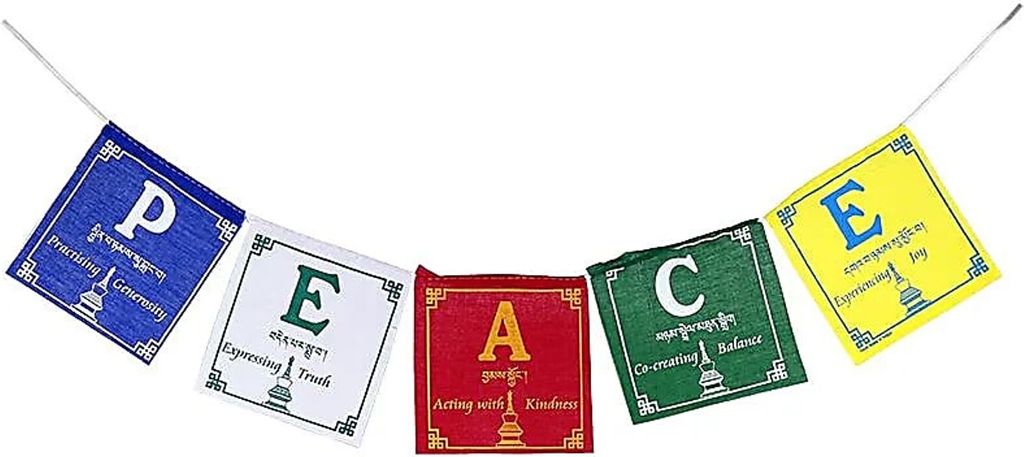 Tibetische Gebetsfahnen Frieden – 3er-Set – 13 x 12,5 cm