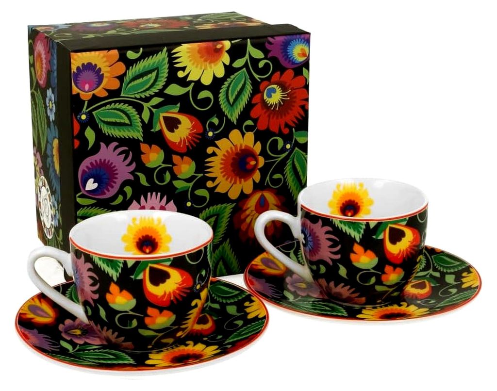2er-Set Espressotassen 90 ml mit Untertassen aus New Bone China Porzellan