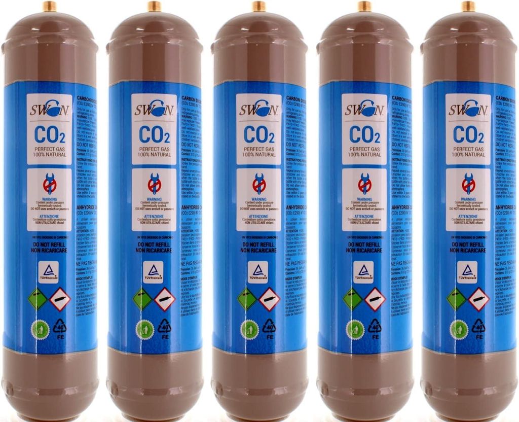 5× 600-g-CO2-Einwegkartuschen M11x1 – Lebensmittelqualität E290 für Wassersprudler und Kühlsysteme