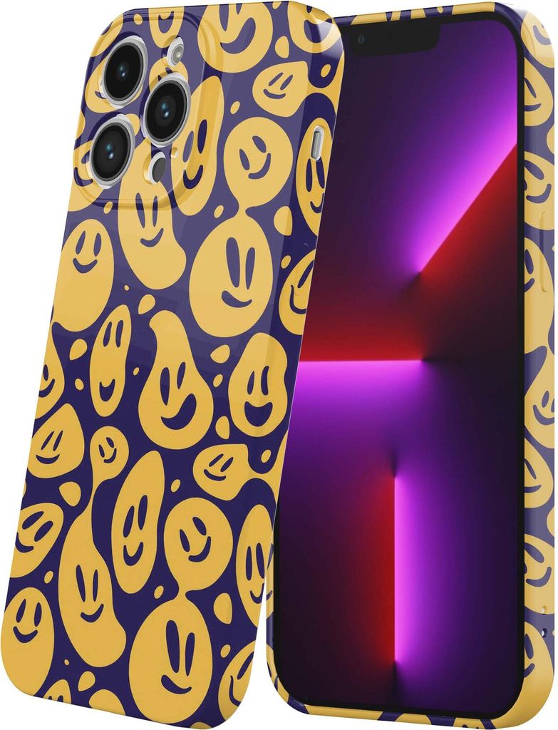 Smartphonica Handyhülle passend für iPhone 13 Pro mit Smiley und Emoji Aufdruck - Flexible Softcase TPU - Backcover Case Smiley und Emoji Design