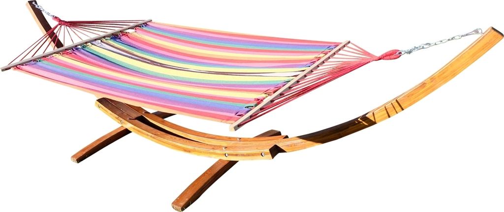 ASS 410cm XXL Hängemattengestell NEGRIL aus Holz Lärche mit bunter Stab Hängematte von AS-S