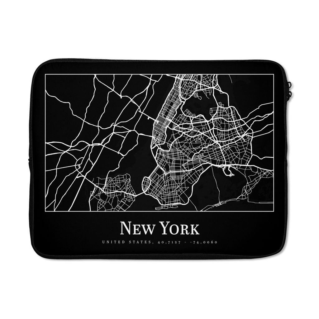MuchoWow Laptop Hülle 17 Zoll Laptoptasche Karte - New York - Stadtplan - Karte - Zipper - Schutzabdeckung