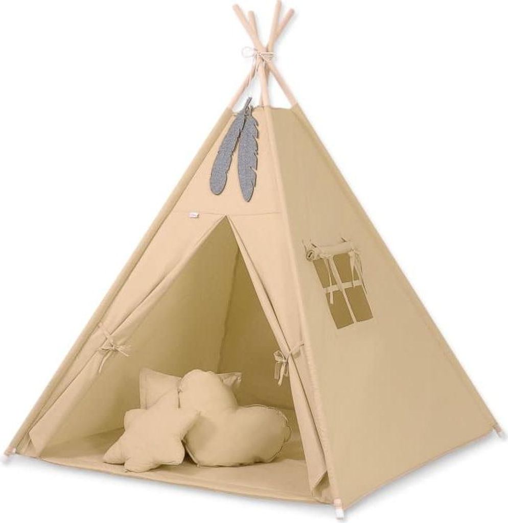 Tipi-Zelt für Kinder – Spielzelt – leicht und einfach aufzubauen, Baumwolle und Holz