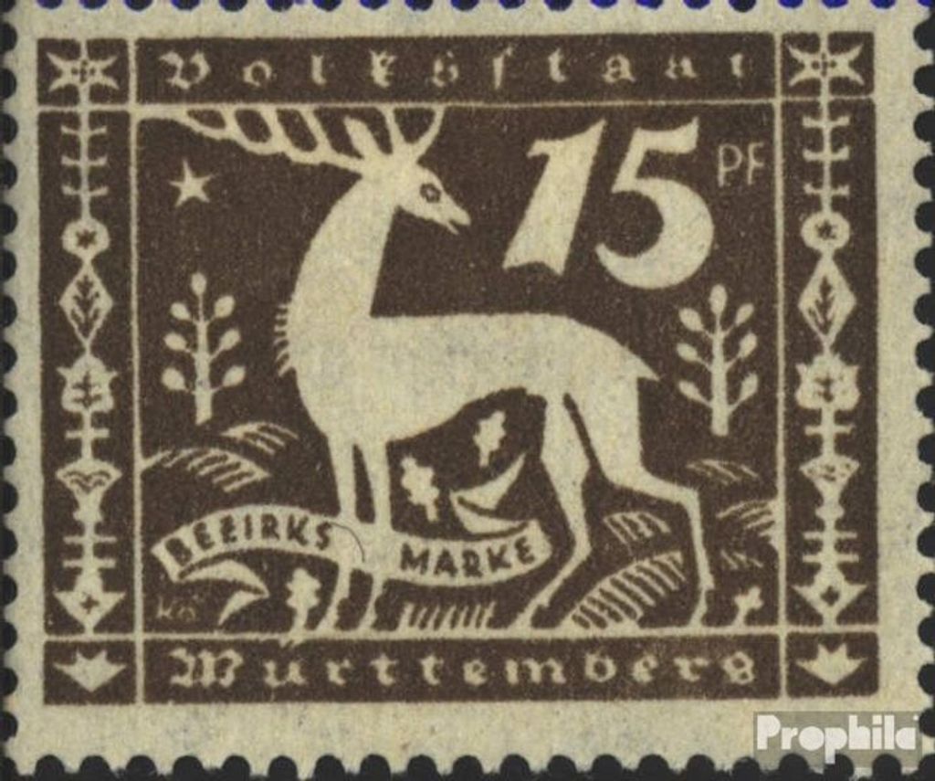 Briefmarken Württemberg 1920 Mi D145 mit Falz Abschiedsausgabe