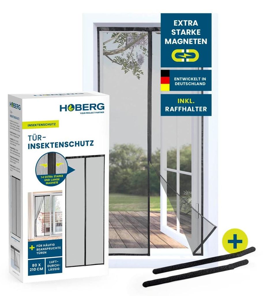 Hoberg Tür-Insektenschutz - 80 x 210 cm - Schwarz Produktbild 