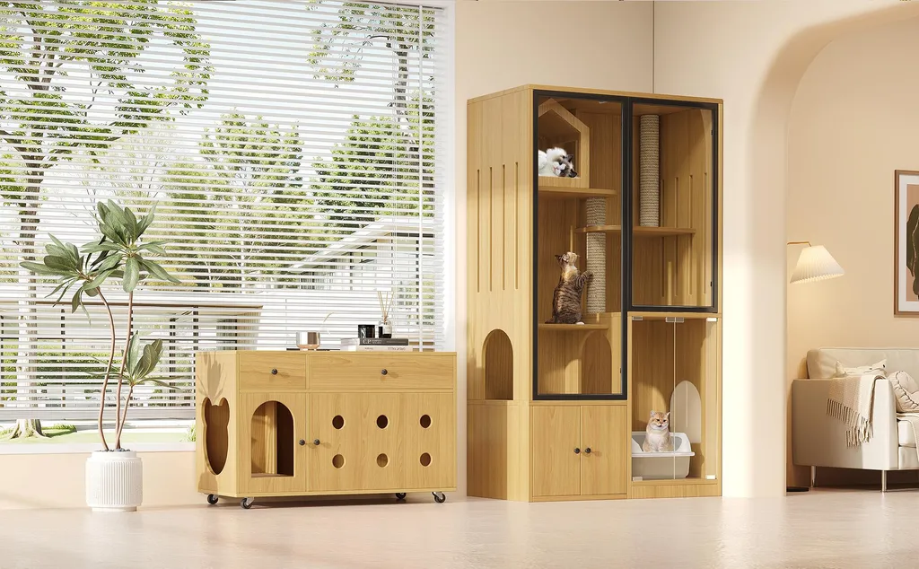 Cachez la litière de vos chats grâce à cette villa design érable jaune - 6