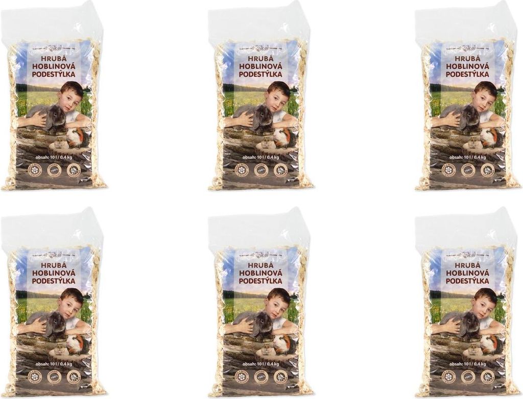 Raues Hobelspäne-Einstreu 10l / Packung mit 6 Stück
