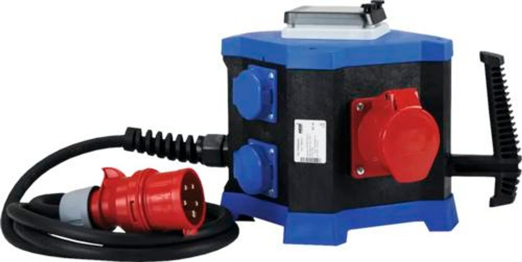 HEDI Steckdosenenverteiler Drehstrom 32 A, 4x Steckdosen 250V, 1x CEE Steckdosen 5x16A 400V, 1x CEE Steckdose 5x32A 400V