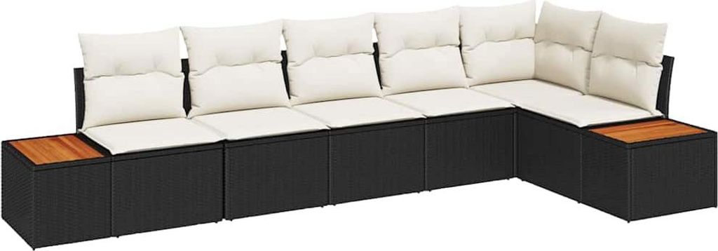 "WINTER SALE" Gartensofa-set - elegantes Design - Sitzgruppe mit Sofa, Tisch - mit Kissen 6 pcs Schwarz Poly-Rattan - Terassenmöbel NeuMöbel115927