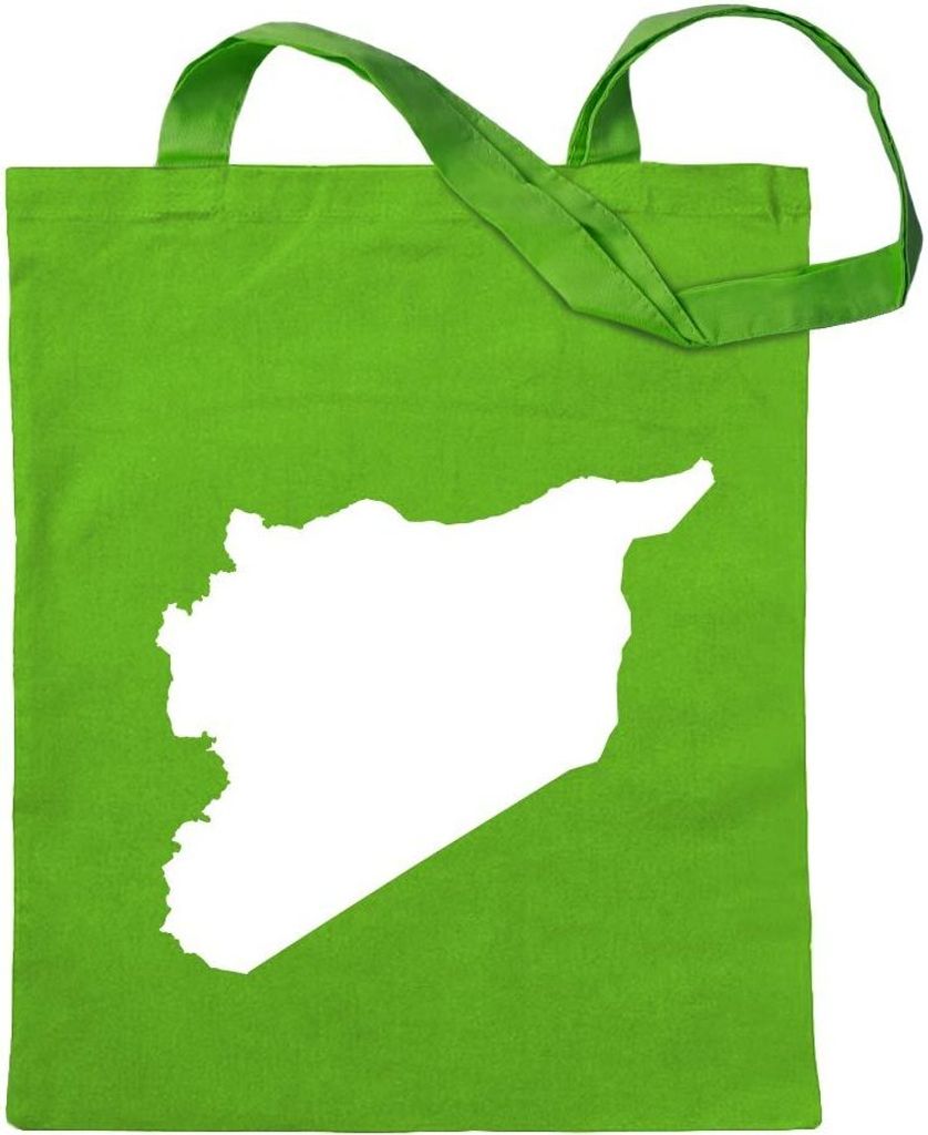 Kiwistar - Baumwolltasche - hellgrün - Syrien Umriss Kontur - Tragetasche Stoffbeutel Umhängetasche Langer Henkel