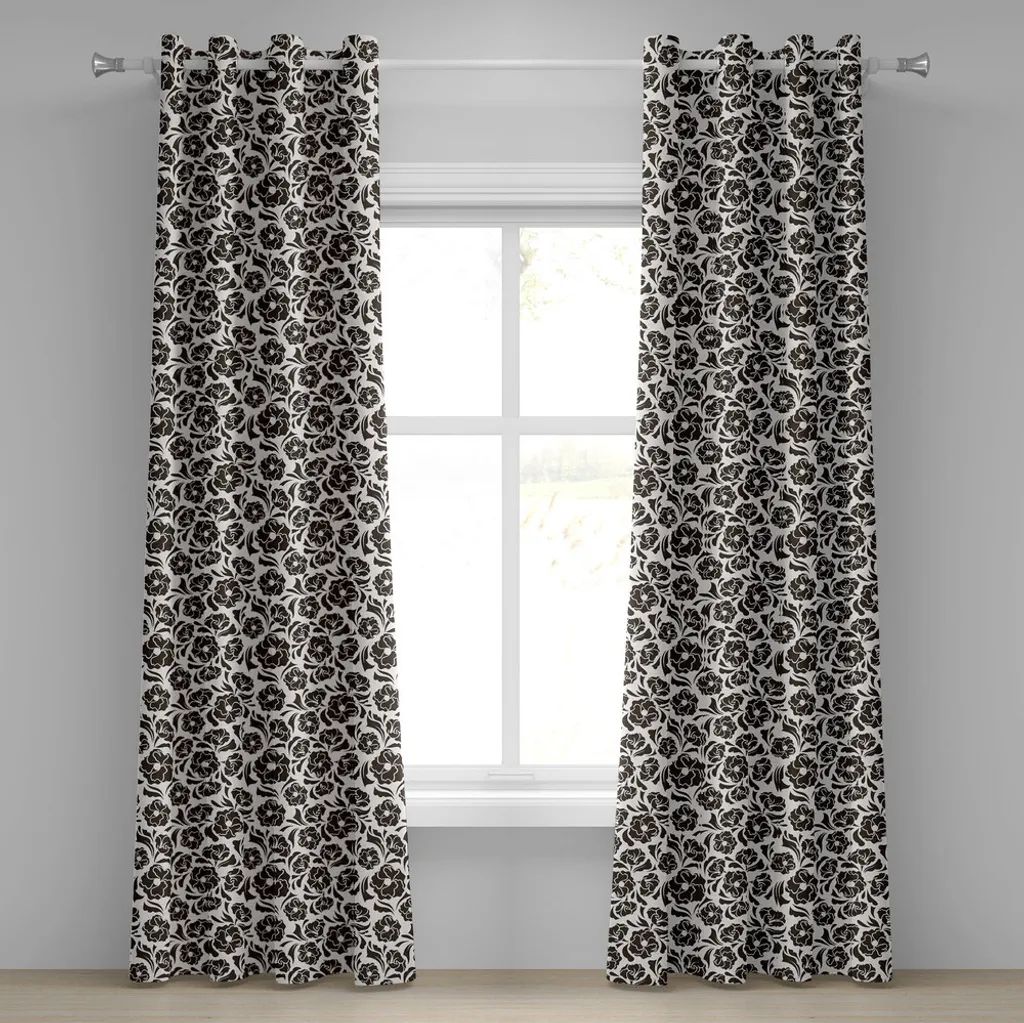 Double Rideau Salon Vintage Abstrait 280x245cm pour Déco Nature Marron