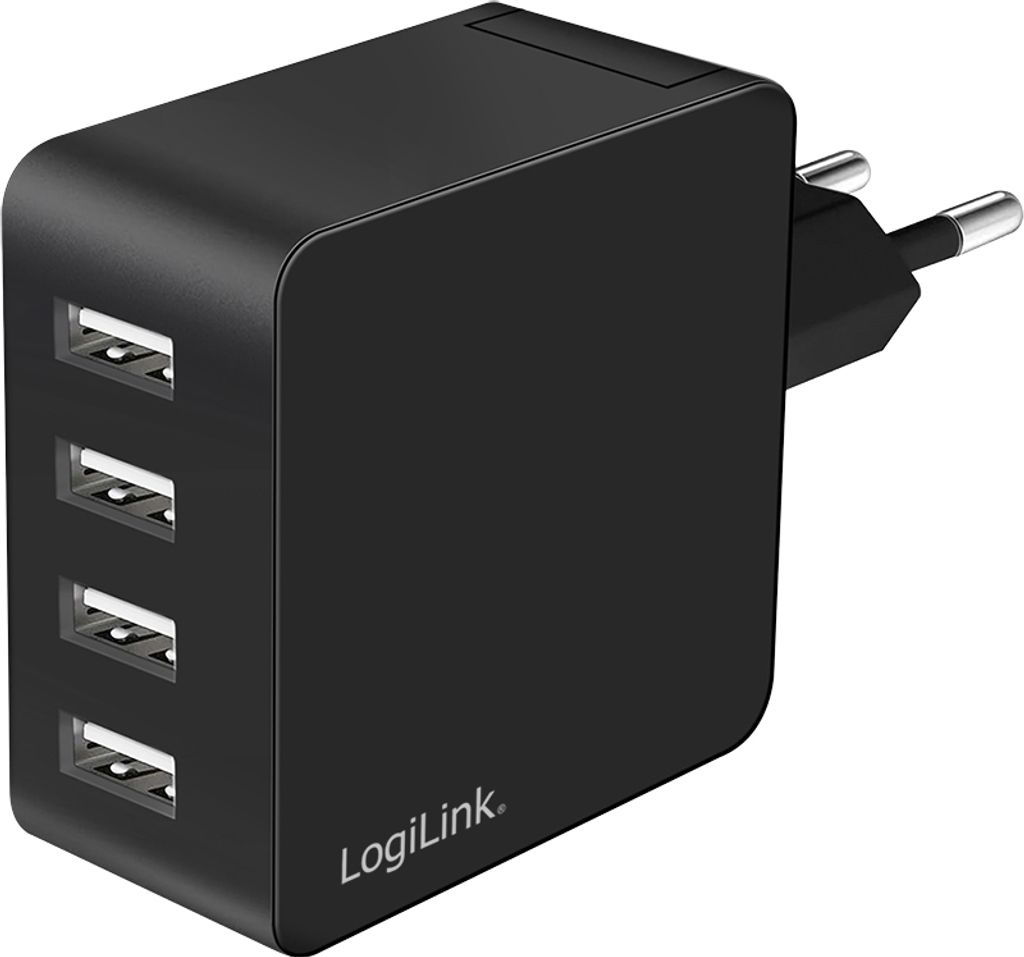 LogiLink USB-Steckdosenadapter 4x USB-A 24 Watt schwarz