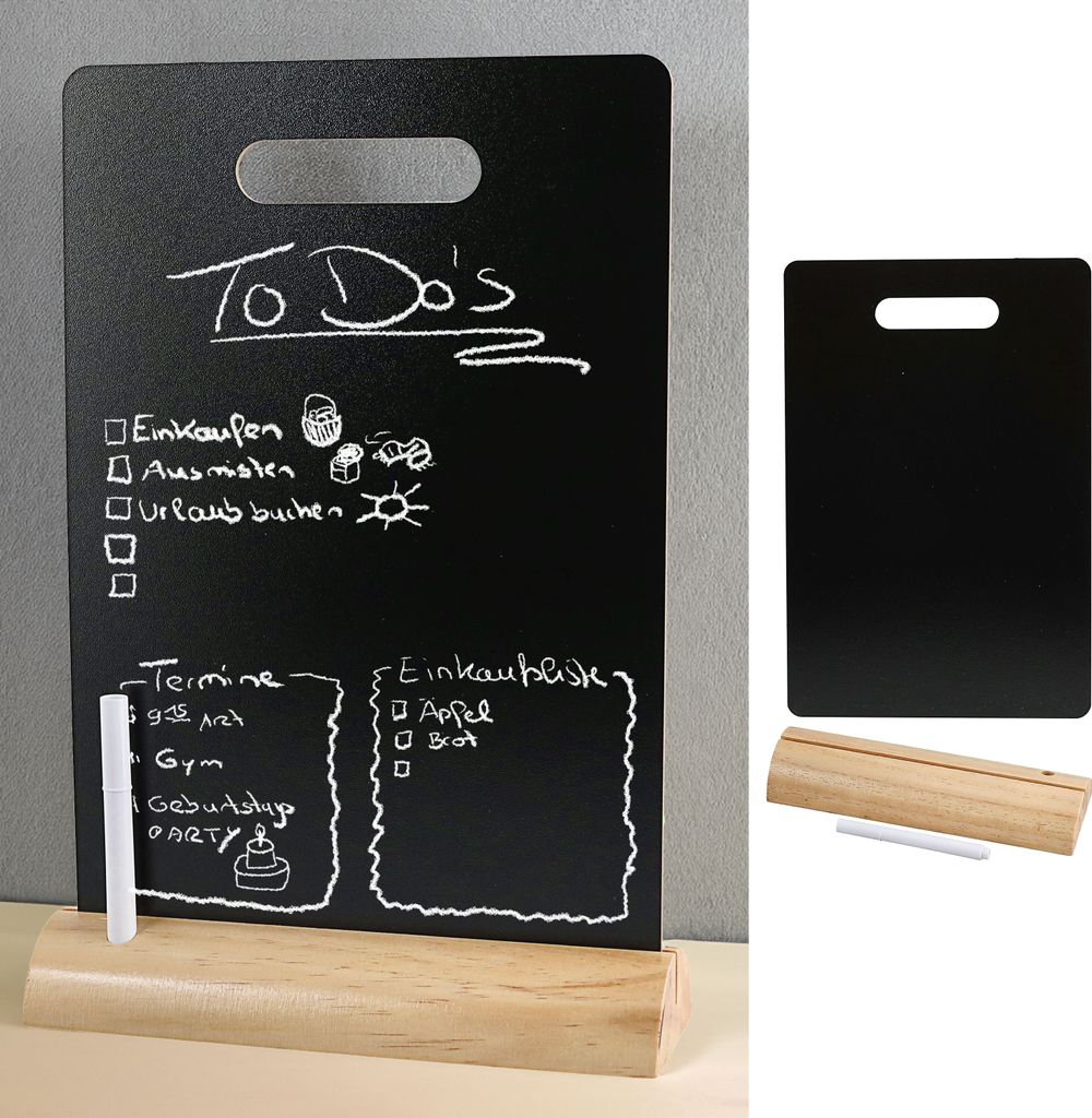 Kreidetafel Aufsteller 20x30x6cm Kiefernholz MDF Kreidestift Memotafel Schreibtafel Tischaufsteller Tafel