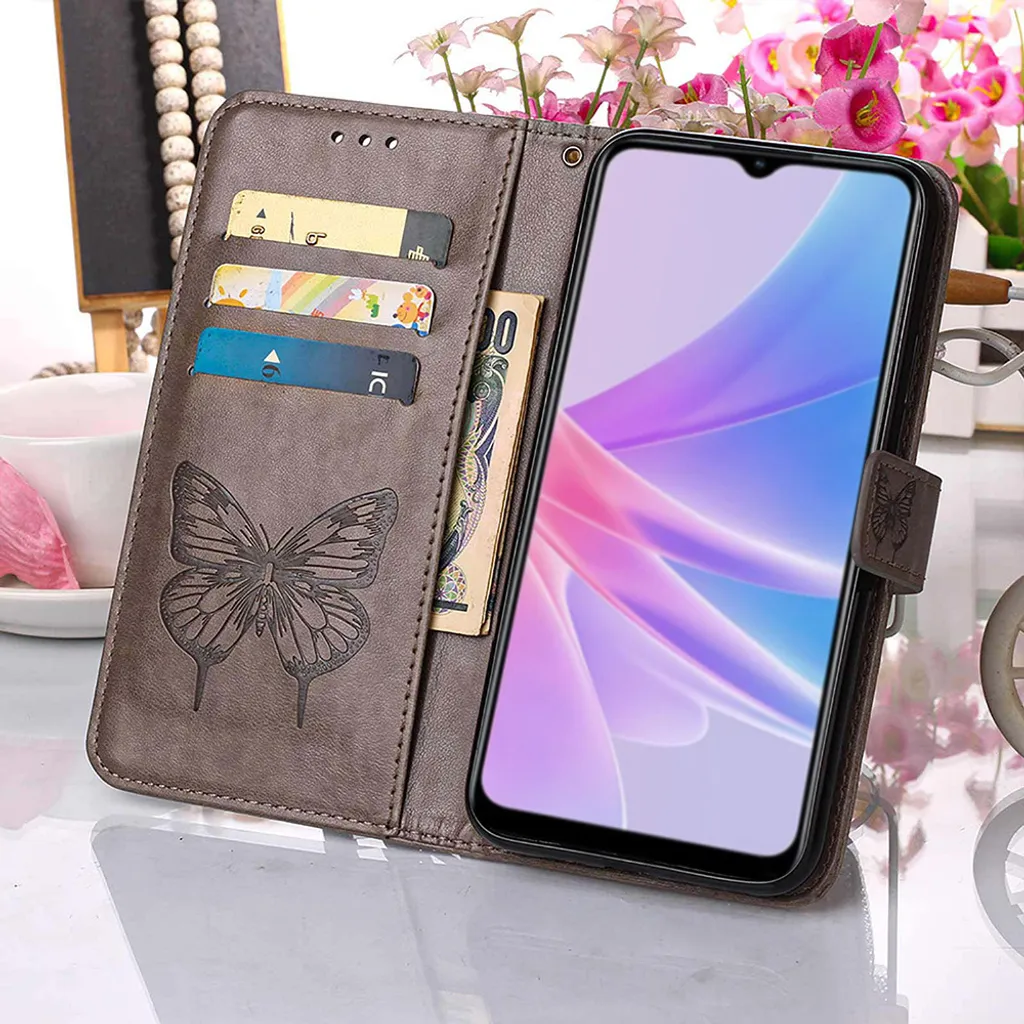 Custodia Flip per OPPO A78 5G / A58 5G | Pelle Grigio Anti-Uto - 4