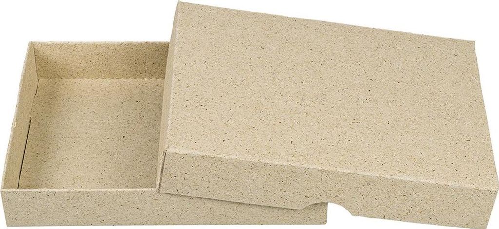 Faltschachtel aus Graskarton, 11,5 x 15,5 x 2,5 cm, mit Deckel - 10er Set
