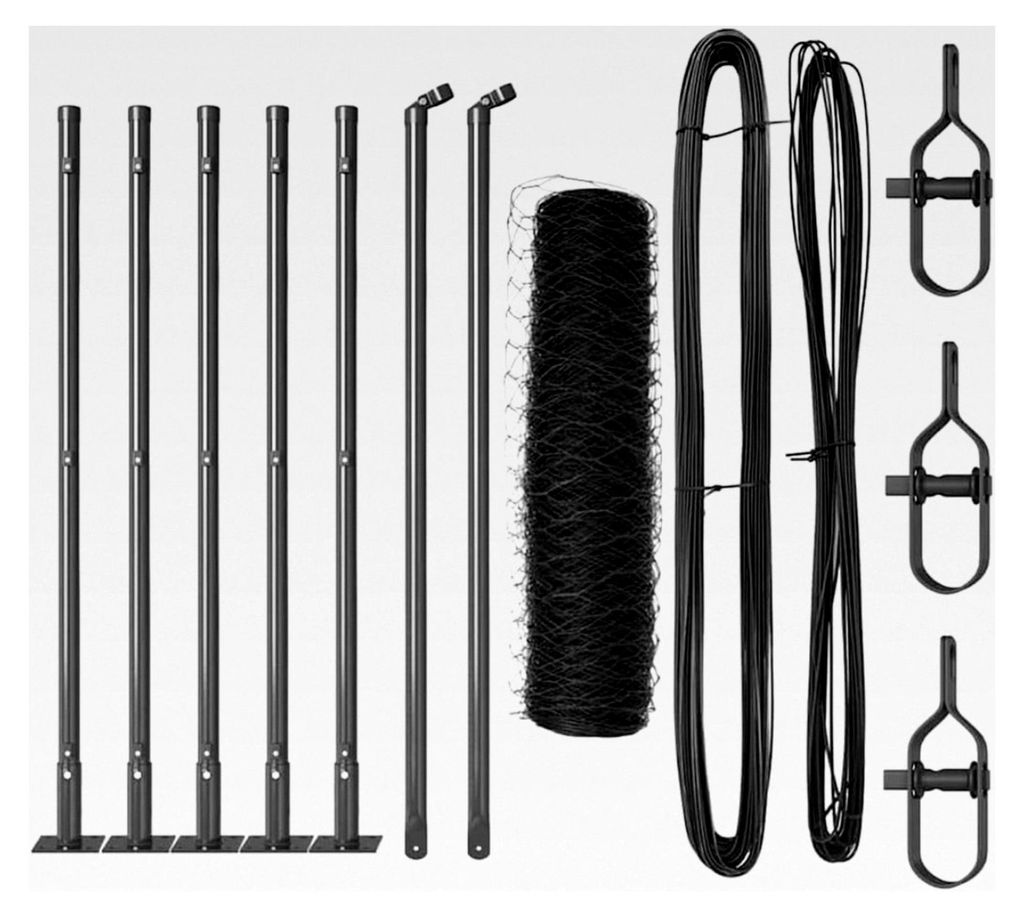 Zaunpfosten Grau 10 x 0,5 m (36 mm Mesh) aus Stahl und PVC für Gartenzaun, Hundezaun, Weidezaun und Hühnerzaun