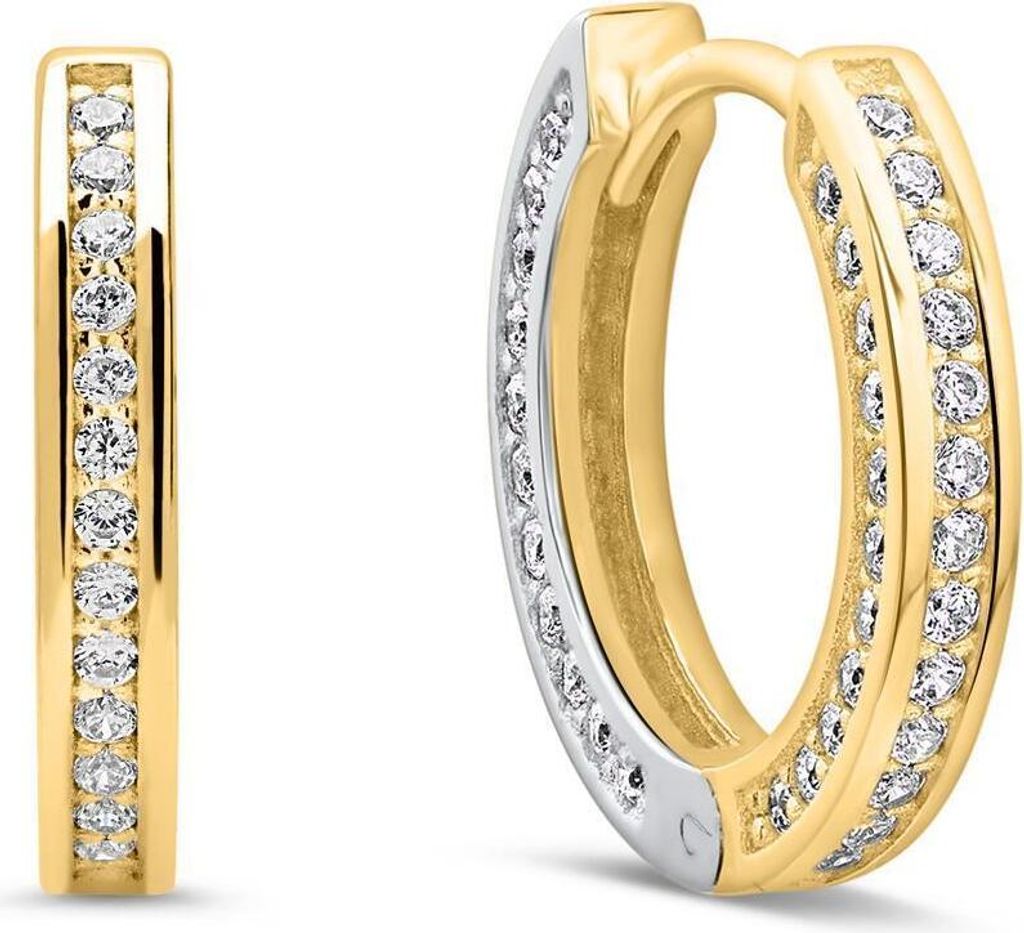 Creolen 333er Gelb- und Weißgold Zirkonia