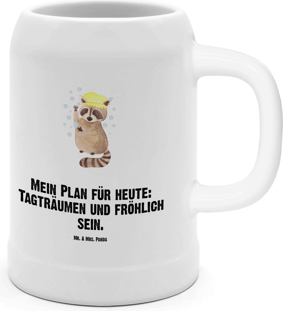 Mr. & Mrs. Panda Steinkrug Waschbär - Weiß - Geschenk, Bierbecher, Tiere, Plan, Krug, Seifenblasen, Seidel, Waschen, Tonkrug, Humpen, Fröhlich, ...