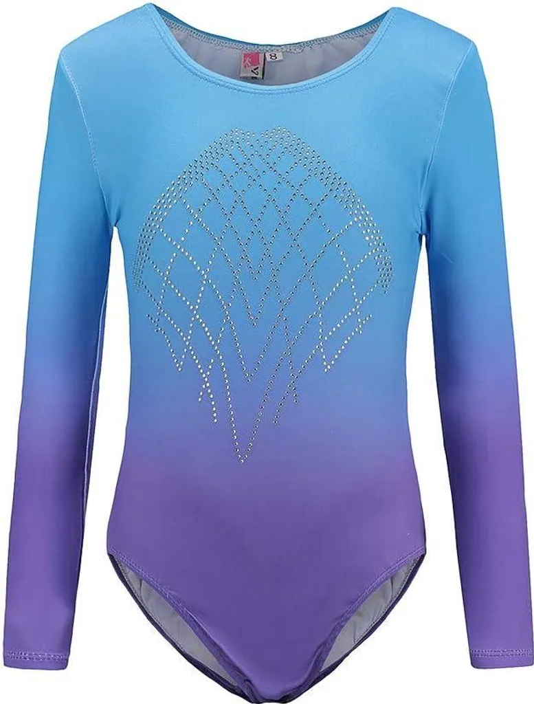 Justaucorps bleu violet élastique pour gym et danse 8 ans