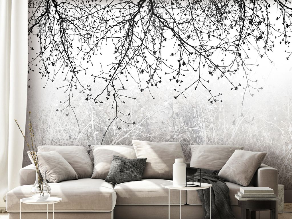 Vlies Fototapete Abstrakt 300x210 cm Tapeten Wandtapete XXL Botanik Wald wie gemalt Baum b-C-0840-a-a
