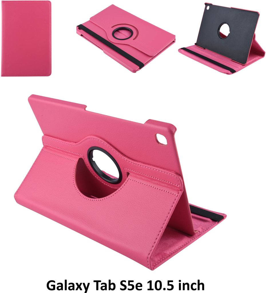 Buchhülle Tablet Samsung Galaxy Tab S5e 10.5 Zoll Drehbar Hot Pink für Galaxy Tab S5e 10.5 Zoll 2 Betrachtungspositionen