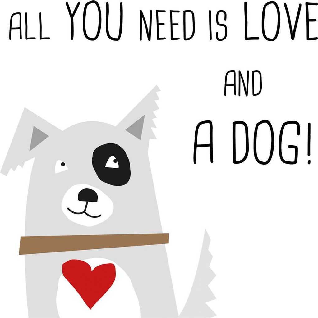 20 Servietten Love and Dog - Liebe und Hunde 33x33cm