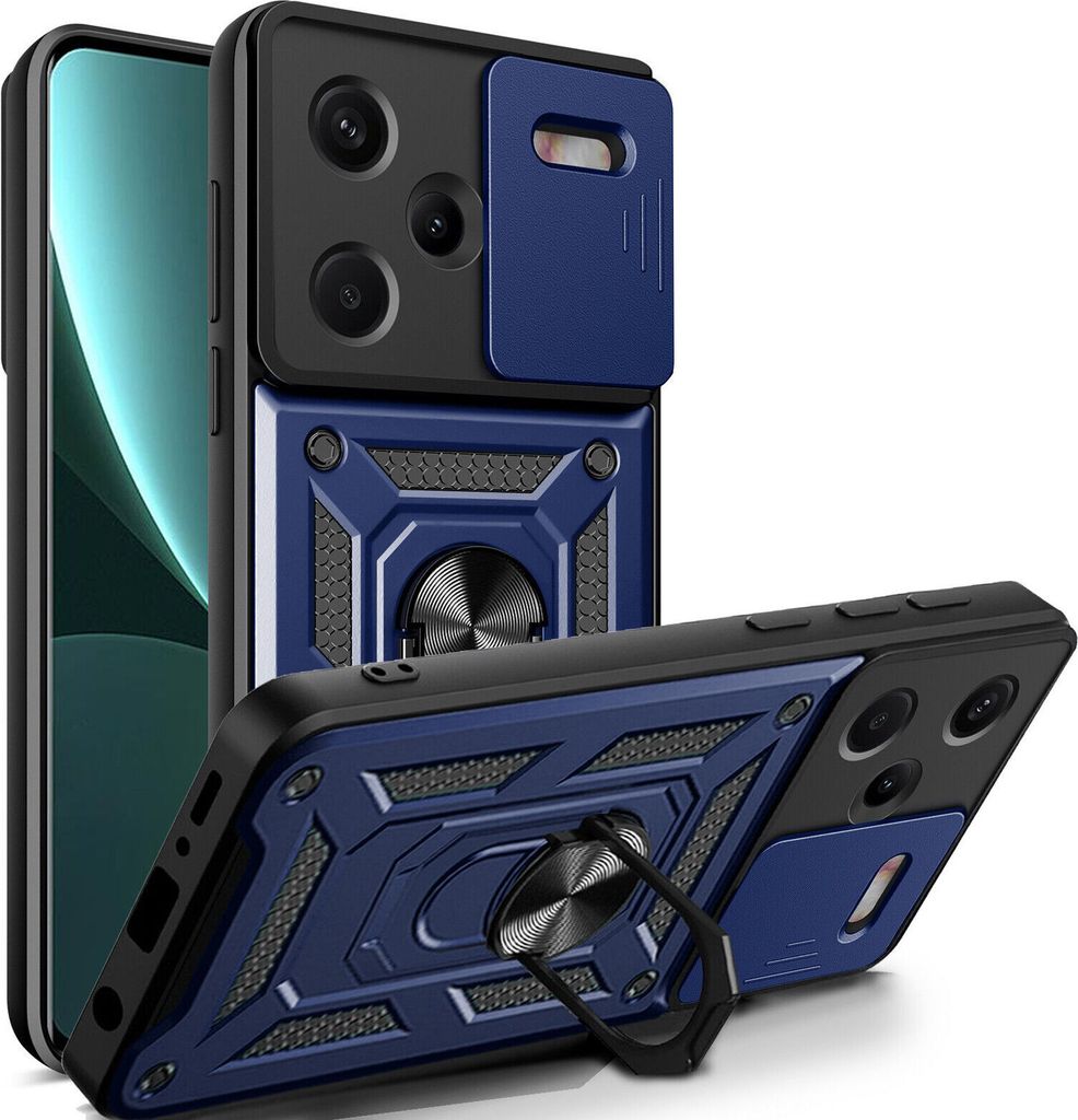 Outdoor Panzer Hülle Xiaomi Redmi Note 13 Pro+ Handyhülle Kameraschutz Ringhalte Blau