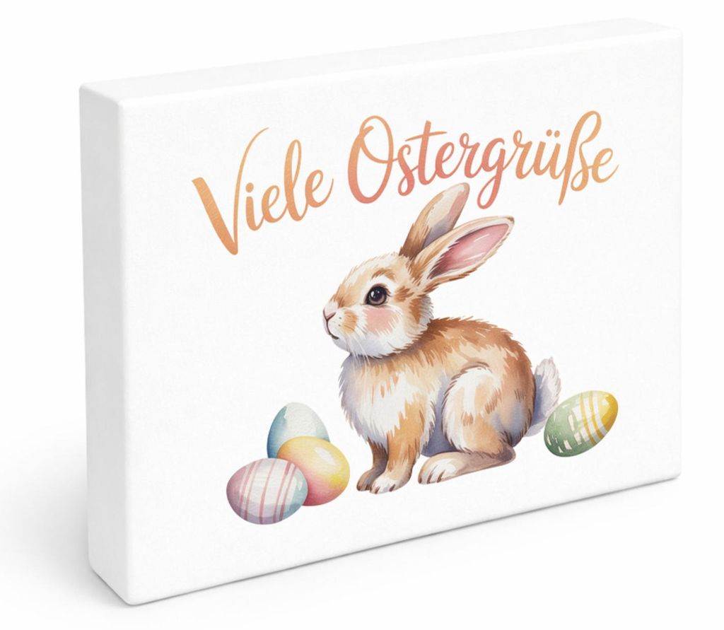 Osterhase Aquarell Holzbild in 28x21 cm zum Stellen oder Aufhängen Viele