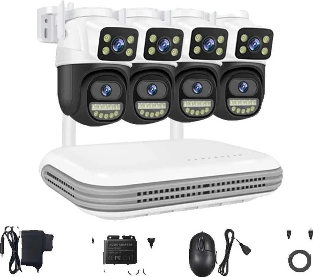 Système de caméra de sécurité sans fil 6MP double objectif avec NVR 1To