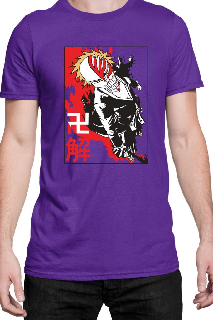 Herren T-Shirt Manga Japan Anime Comics Animation Bleach 003, Man L / Lila