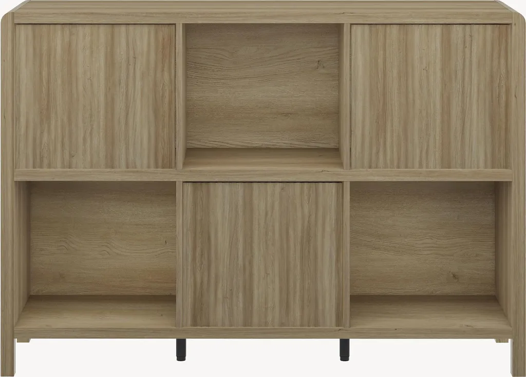 Buffet Lukkodso 6 Compartiments Chêne Rustique, Meuble Faible Profondeur - 9