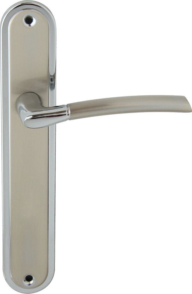 A single door handle with a long backplate, shown against a white background.