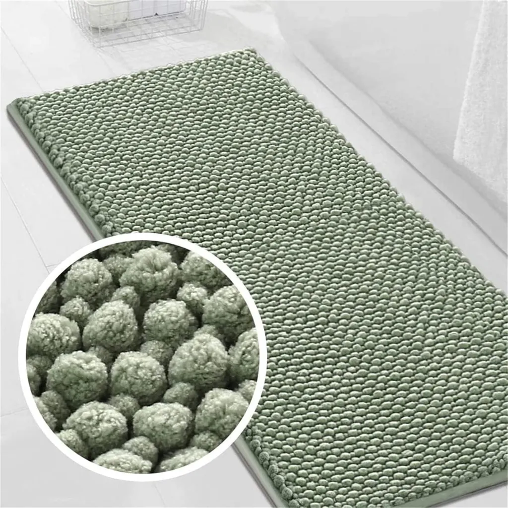 Tapis de douche 50x120 cm idéal pour sortie de bain - Chenille bleue