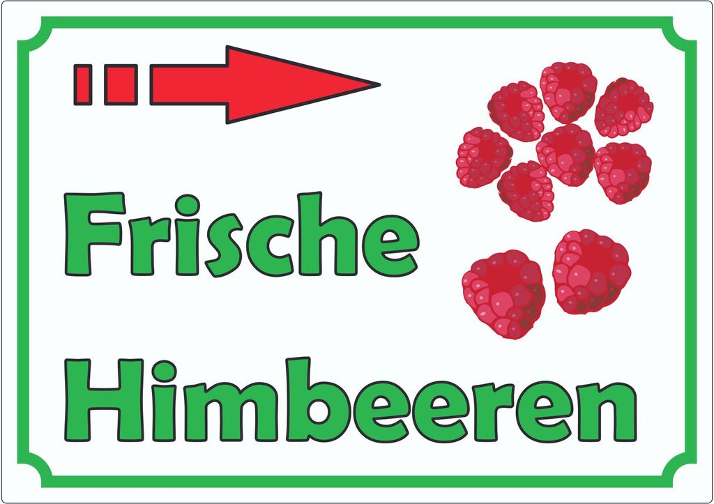 Werbeaufkleber Aufkleber Himbeeren mit Pfeil nach rechts A2 (420x594mm)