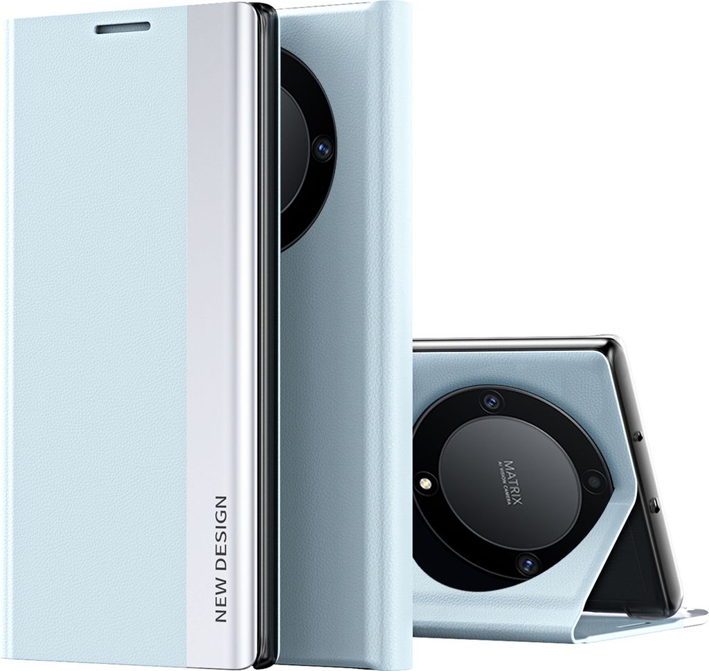 Honor X9A / Magic 5 Lite Hülle, Leder PolyurethanMagnetisch Klapp Stand Schutzhülle für Honor X9A / Magic 5 Lite Blau