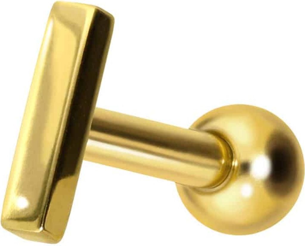 Ohrpiercing Titan Ohrpiercing mit Innengewinde BALKEN Gold Stablänge: 6mm
