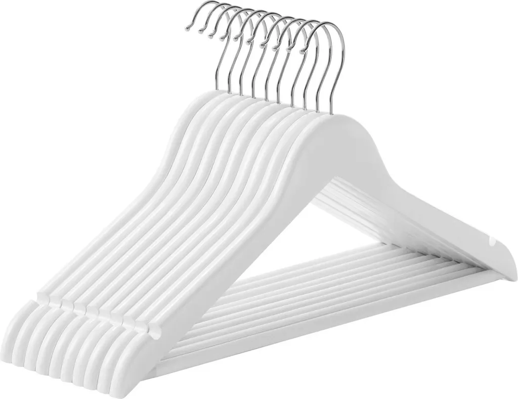 Set of 10 White Wooden Hangers 44.5cm | Elegance in the Wardrobe