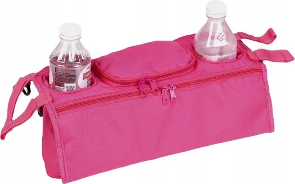 ORGANIZER Halter für Kinderwagen Flaschen TASCHE Doppelt BREIT Rosa