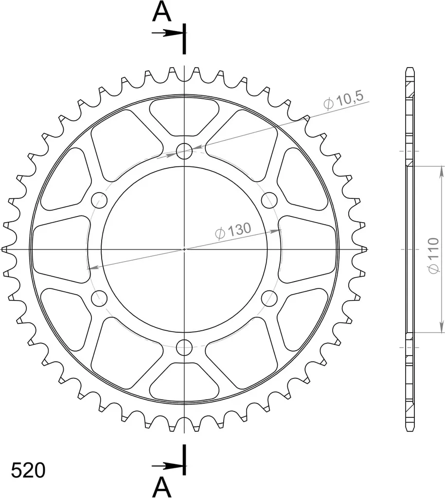 Couronne Moto 46 Dents 520 Supersprox pour Transmission Durable
