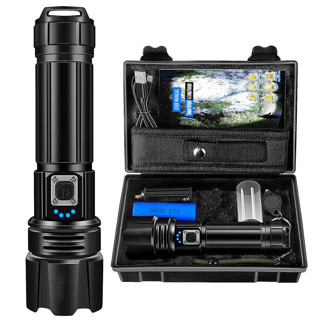 2000 Lumen LED-Taschenlampe, superhelle USB-Taschenlampe, Produktbild 