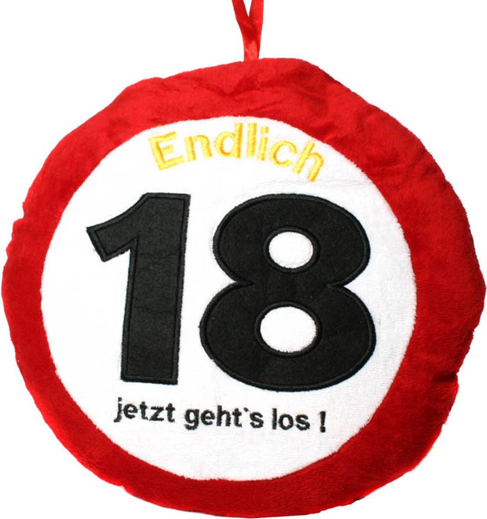 Trostkissen Plüsch 29x29c mit Jahreszahl 18 Jetzt gehts los Produktbild 