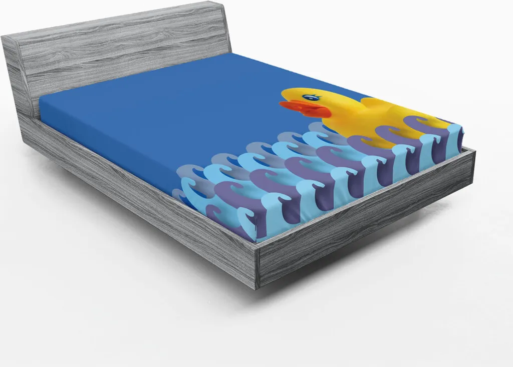 Drap-housse microfibre 180 x 200 cm motif canard flottant sur vagues