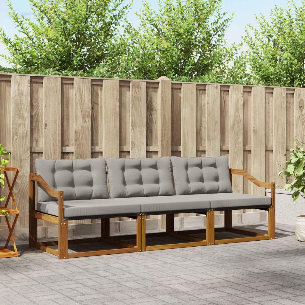 "Summerschlussverkauf"Outdoor-Sofagarnitur - CLORIS - Balkonmöbe/Sitzgruppe - mit Kissen 3 pcs - Moderne Design - Natürlich und Hellgrau - Garten...
