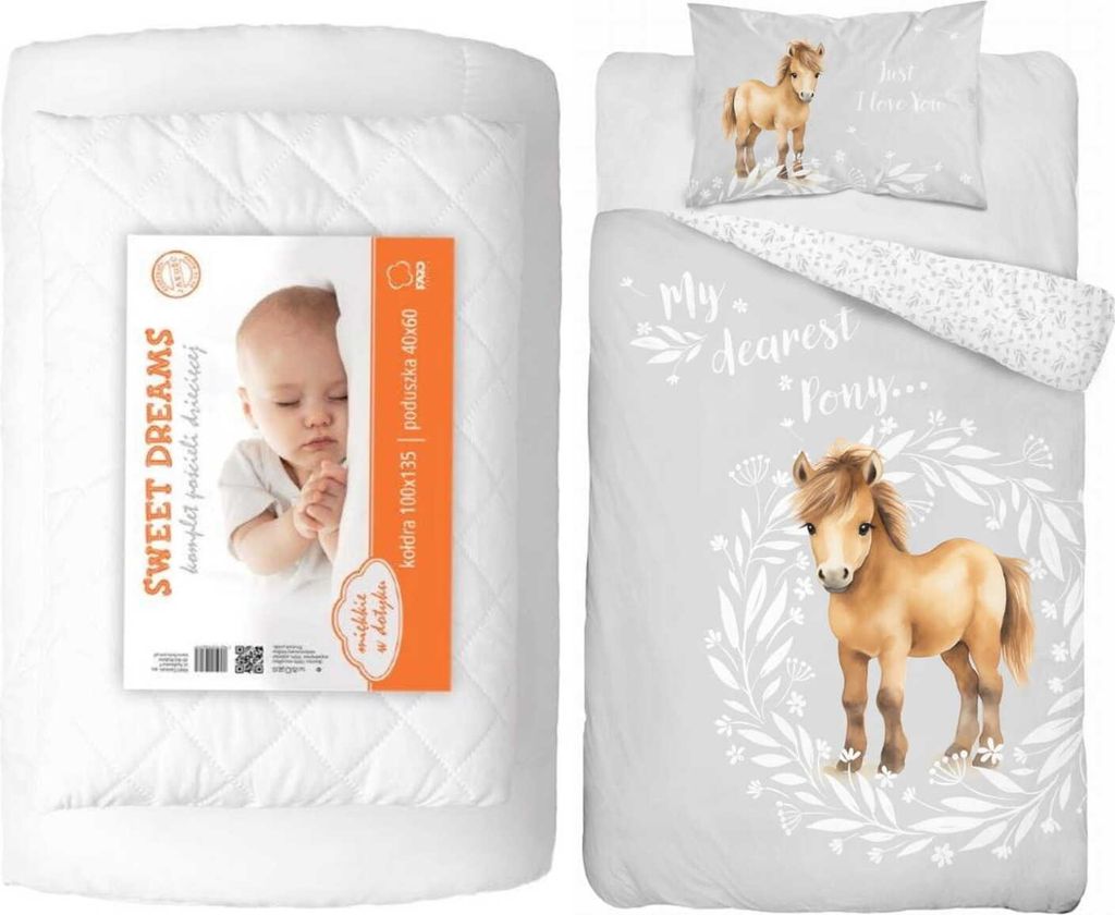 DETEXPOL Pościel Little Pony szara Bawełna, 100/135, 40/60 Zdjęcie produktu 