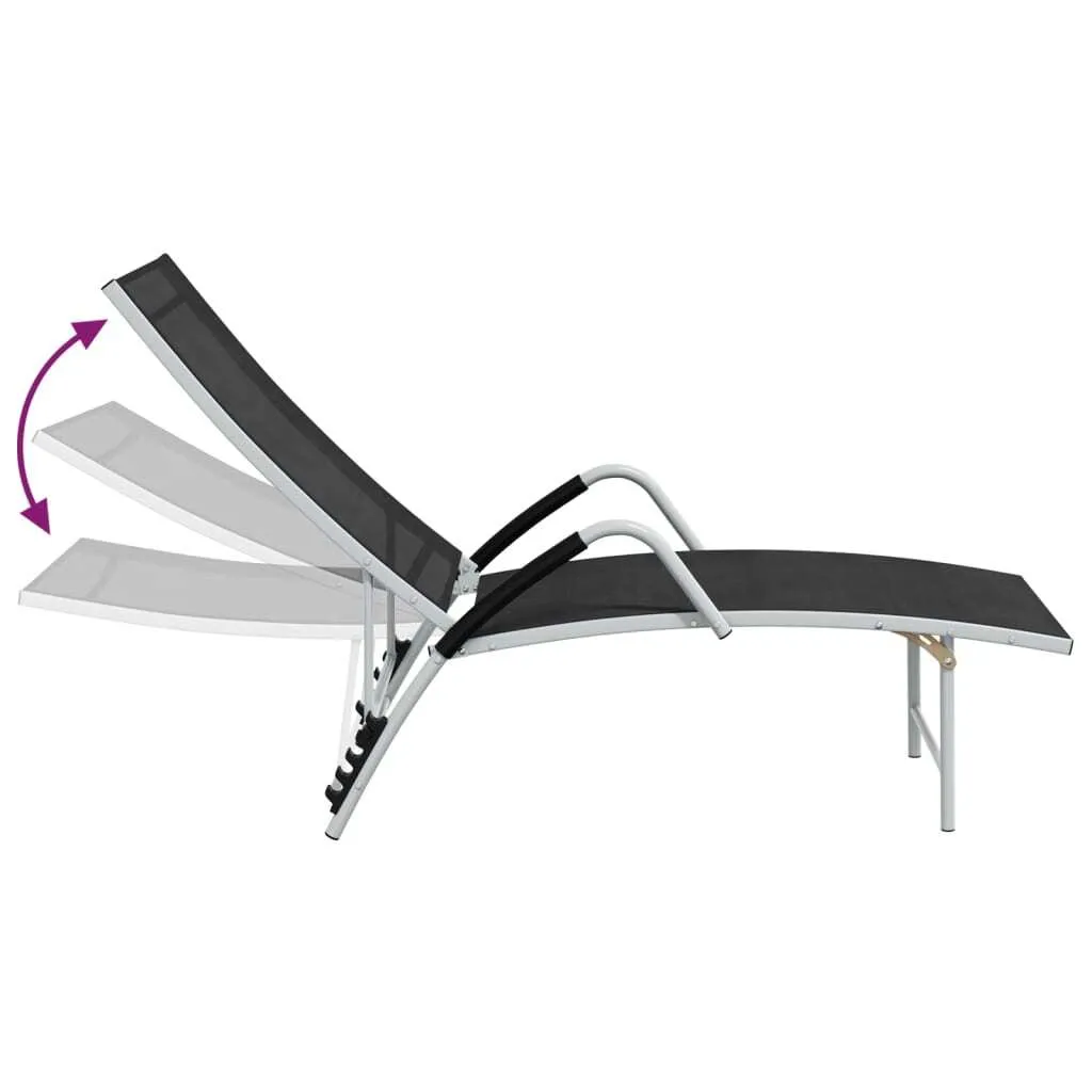 Bain de soleil aluminium noir design épuré - Lit de jardin réglable - 6