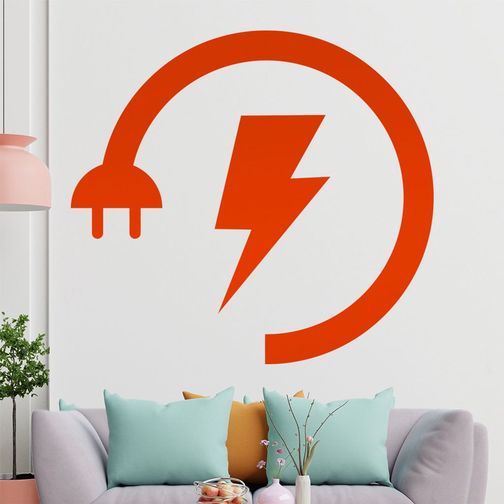 KIWISTAR Energie - Symbol Aufladen Akku Strom Wandtattoo in 6 Größen - Wandaufkleber Wall Sticker - Dekoration, Küche, Wohnzimmer, Schlafzimmer,...