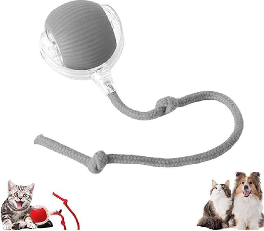 Rolling Ball,Interactive Cat Toys Rolling Ball,Hundespielzeug Ball mit Schnur,Interaktives Hunde Ball Spielzeug mit USB Aufladbar,Automatisch Rolle...