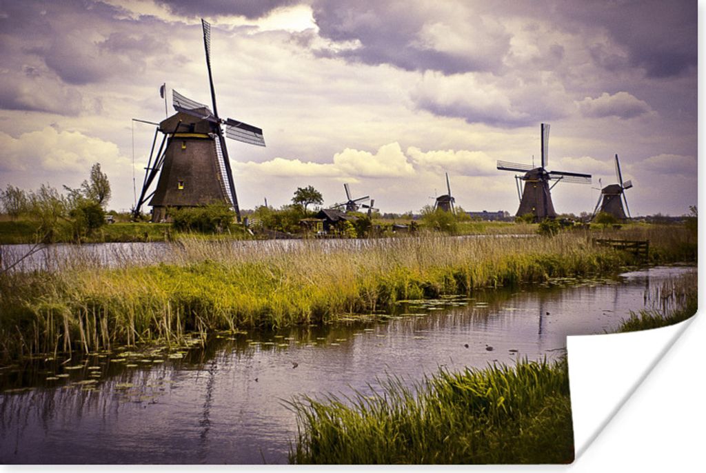 MuchoWow Poster Mühle - Niederlande - Wasser 30x20 cm - Plakate - Print